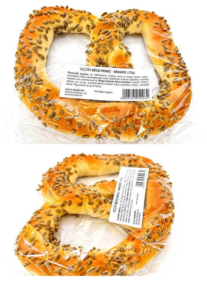 Magkeverékkel megszórt, sós perec, csomagolva.